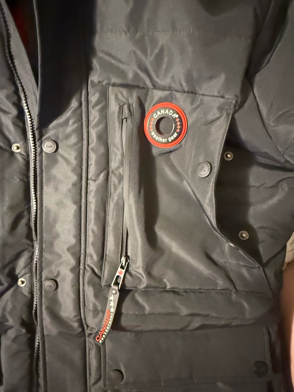 Men's Black Hooded Puffer Coat with Front Pockets - Picture 3 of 9